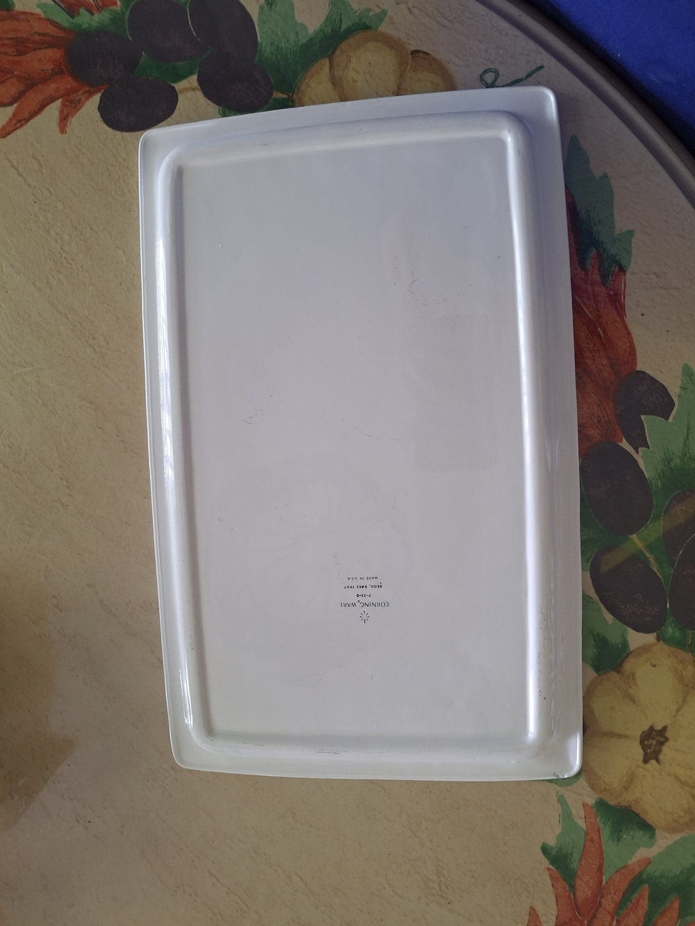 Corningware White Tray with Cornflower Blue Pattern . - Picture 6 of 11